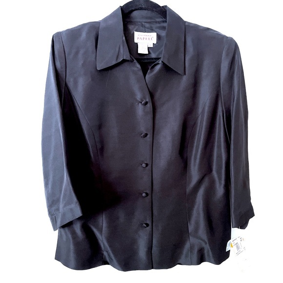 100% Silk Adrianna‎ Papell formal jacket black 10 - Picture 1 of 6